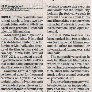 Shimla Film festival - In the news