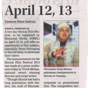 Shimla Film festival - In the news